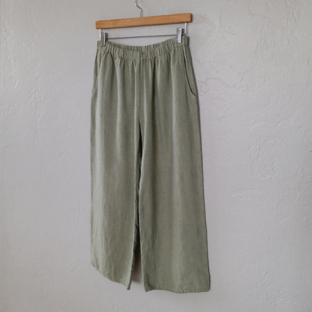 Flax Wide Leg Pants in Sage Green